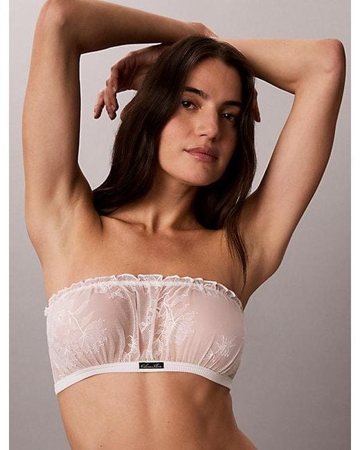 Calvin Klein Brown Unlined Bandeau Bra Icon Lace