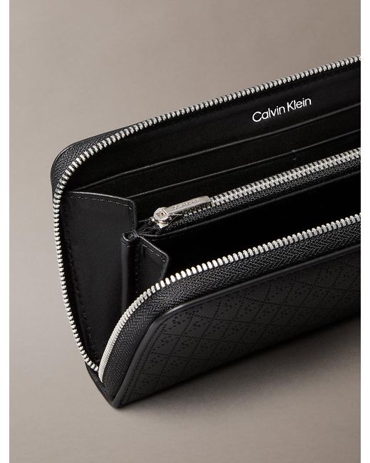 Calvin Klein Gray Large Leather Rfid Zip-Around Wallet