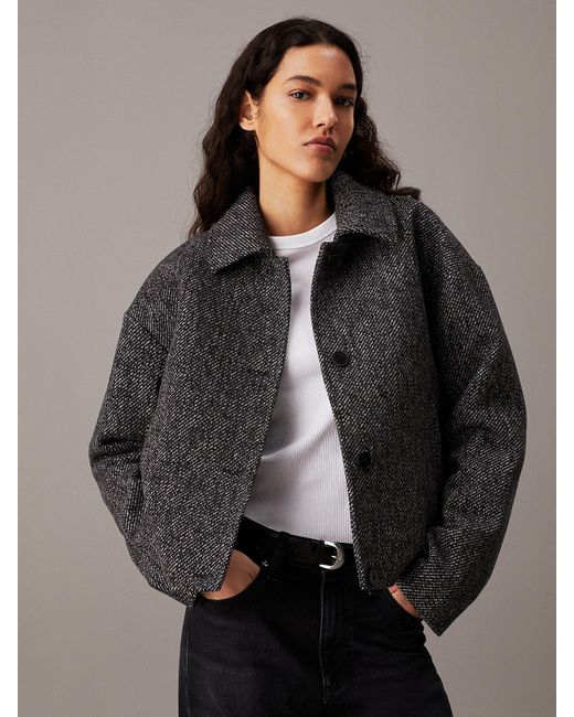 Calvin Klein Gray Short Wool Blend Jacket