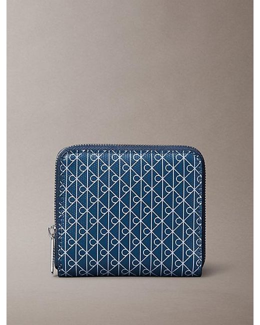 Calvin Klein Blue Rfid Square Zip Around Logo Wallet
