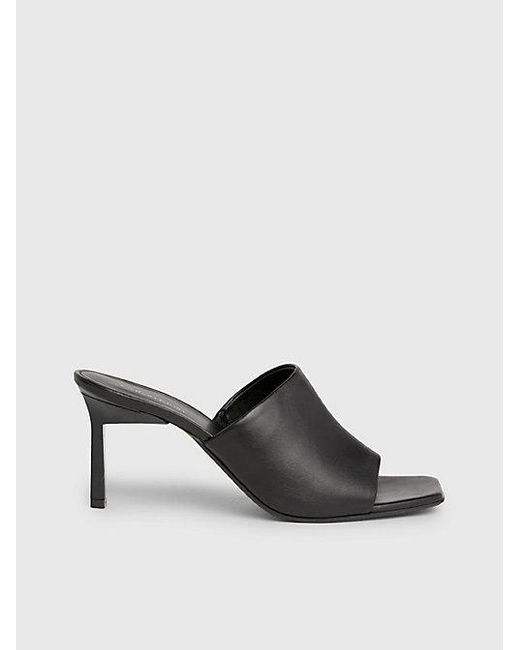 Calvin Klein Black Mules-Sandalen aus Leder mit Stiletto-Absatz
