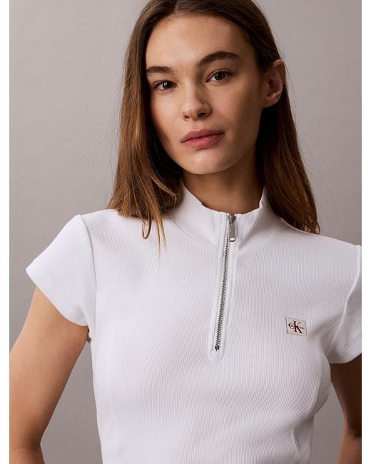 Calvin Klein Blue Monologo Patch Rib Zip Top