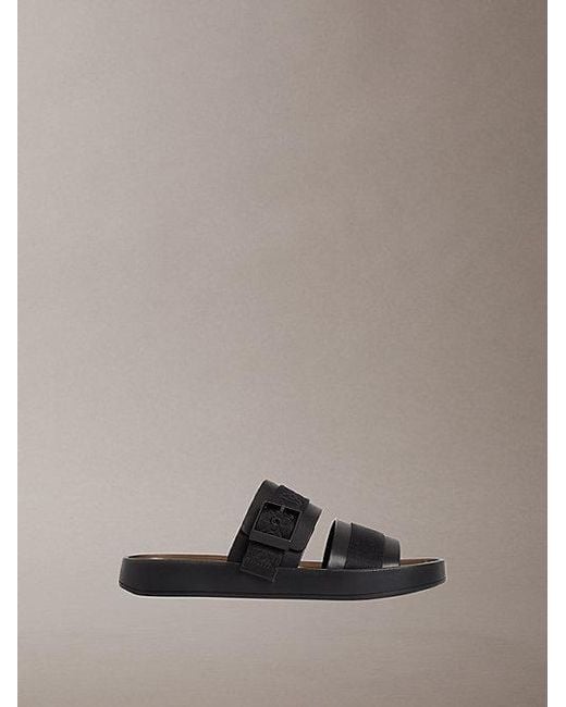 Calvin Klein Multicolor Ck Milo Leather Logo Jacquard Sandals for men