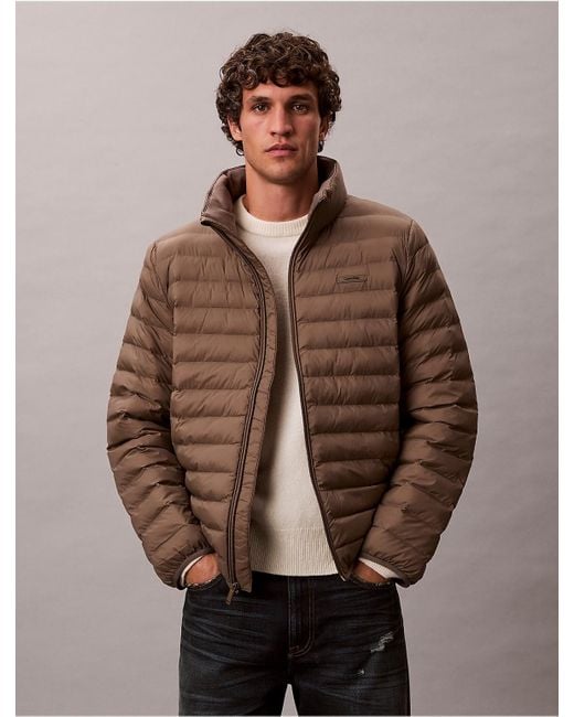 Calvin Klein Men's Brown Nylon Puffer Jacket