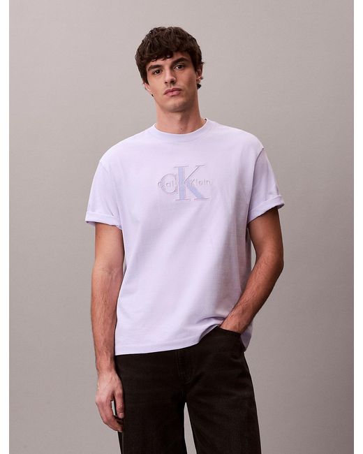 Calvin Klein Purple Relaxed Logo Appliqué T-Shirt for men