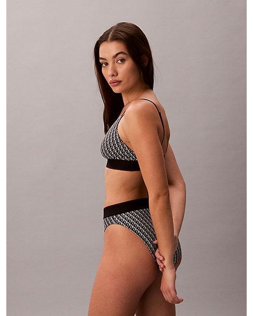 Calvin Klein Black Unlined Bralette Graphic Monogram Microfibre Stretch