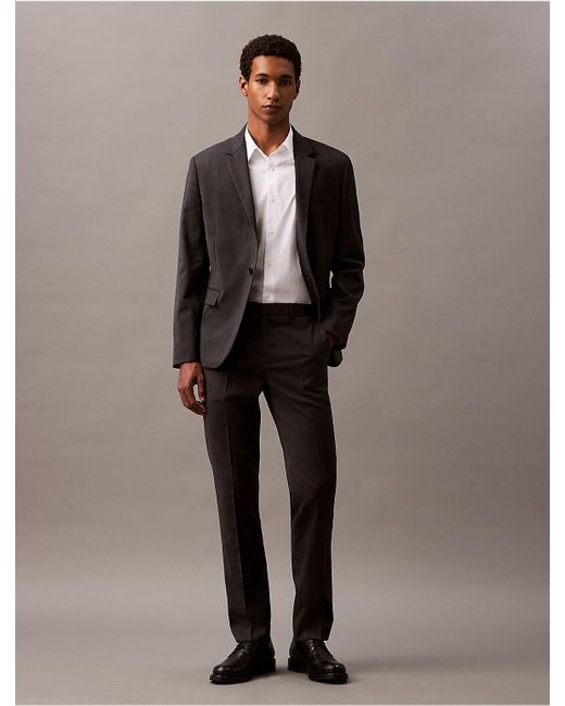 Calvin Klein Multicolor Wool Blend Tailored Slim Pants for men