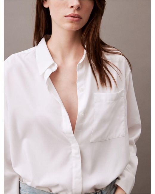 Calvin Klein White Relaxed Solid Button-down Shirt