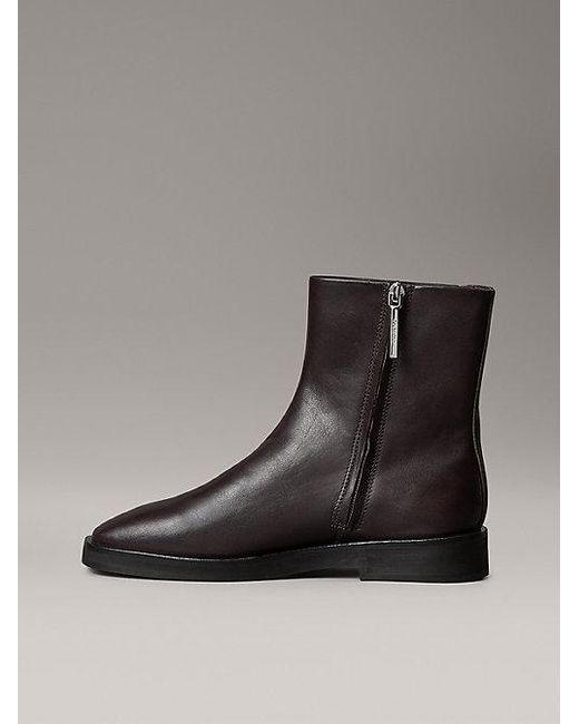 Calvin Klein Black Ankle-Boots Aus Leder Mit Reißverschluss