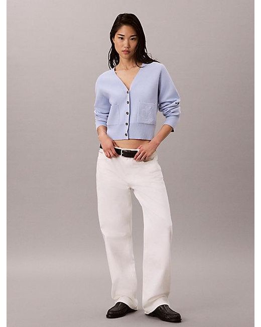 Calvin Klein Purple Jeans Soft Knit Cotton Wool Cardigan