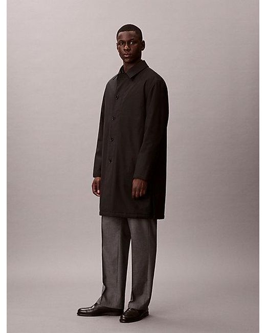 Calvin Klein Brown Tech Wool Blend Car Coat for men