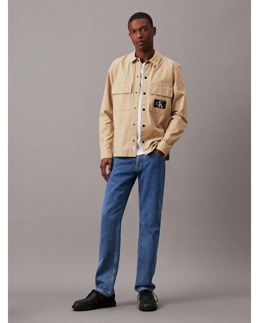 Calvin Klein Blue Relaxed Utility Shirt Jacket for men