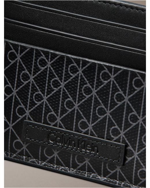 Calvin Klein Gray Allover Monogram Logo Card Holder for men