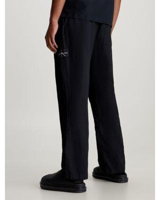 Pantalones de lino y algodón Calvin Klein de hombre de color Black