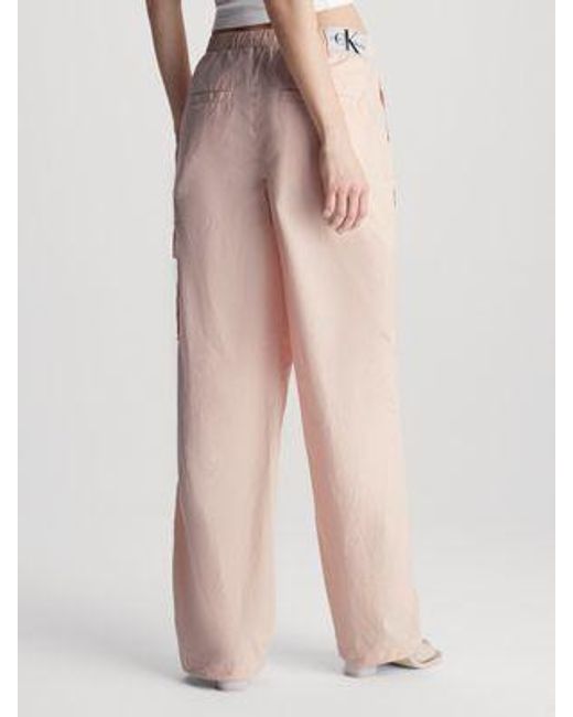 Pantalón cargo recto de algodón Calvin Klein de color Pink