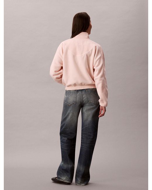 Calvin Klein Pink Polar Fleece Zip Neck Sweatshirt