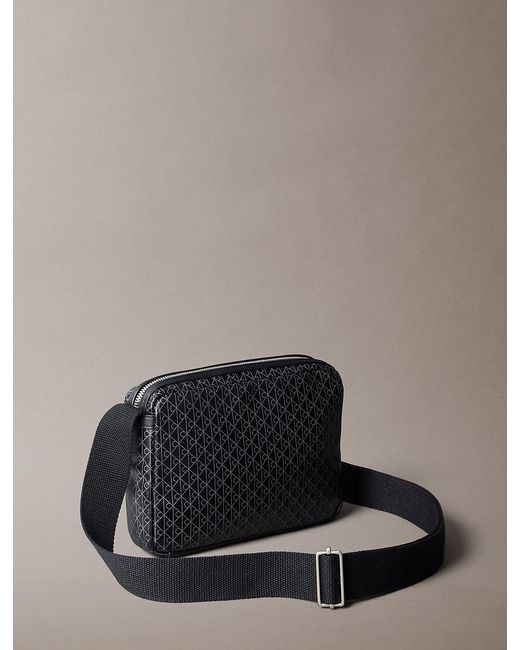Calvin Klein Gray Coated Emblem Logo Crossbody Camera Bag for men