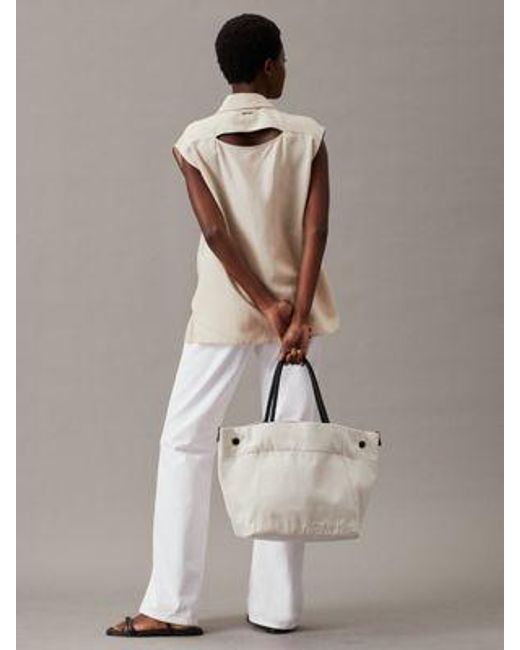 Calvin Klein Canvas Tote Bag in het White