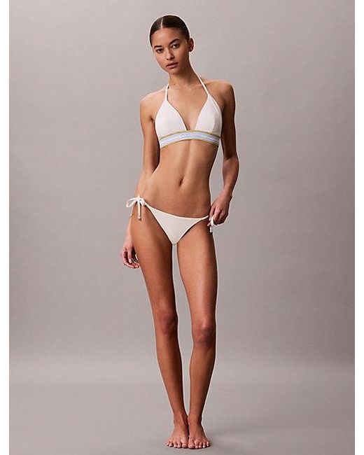 Calvin Klein Natural Halter Triangle Bikini Top Ck Icon