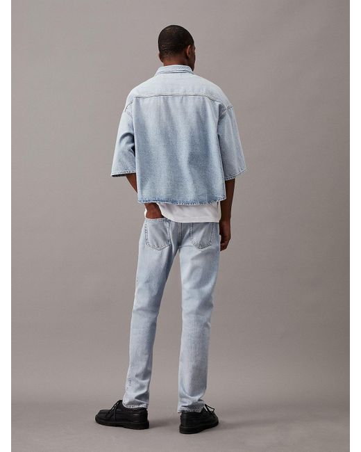 Calvin Klein Blue Denim Short Sleeve Shirt for men