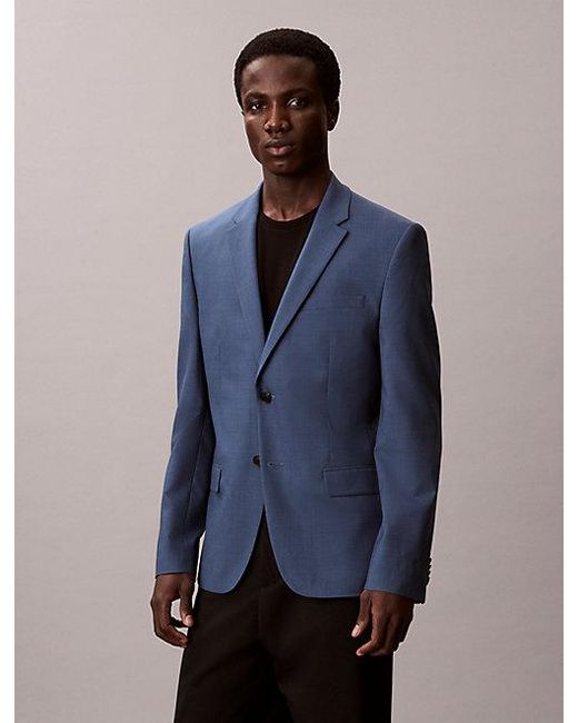 Calvin Klein Blue Houndstooth Slim Blazer for men