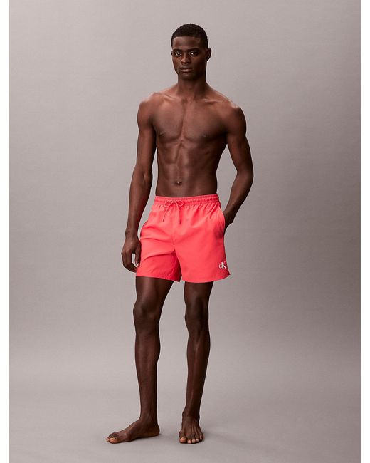 Calvin Klein Red Medium Drawstring Swim Shorts for men