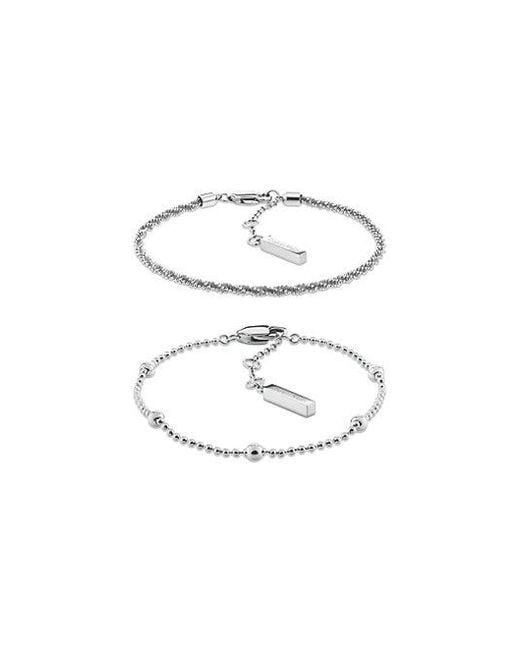 Calvin Klein White Jeans 2 -Piece Layered Bracelet Set