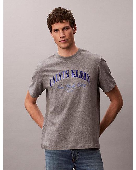 Calvin Klein Multicolor Jeans Embroidered Nyc Logo T-Shirt for men