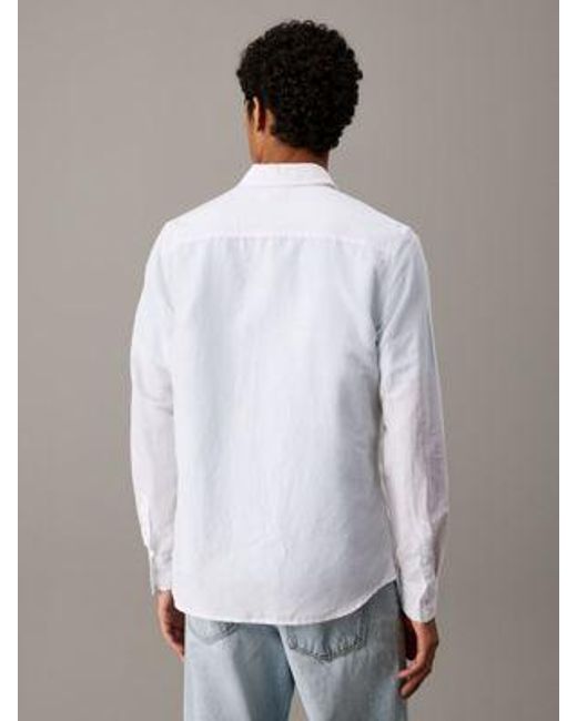 Camisa de lino y algodón Calvin Klein de hombre de color White