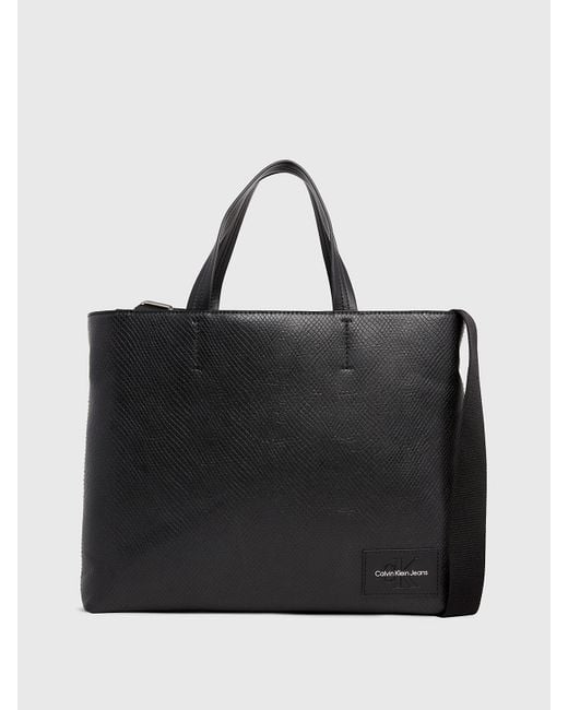 Calvin Klein Black Slim Snakeskin Tote Bag