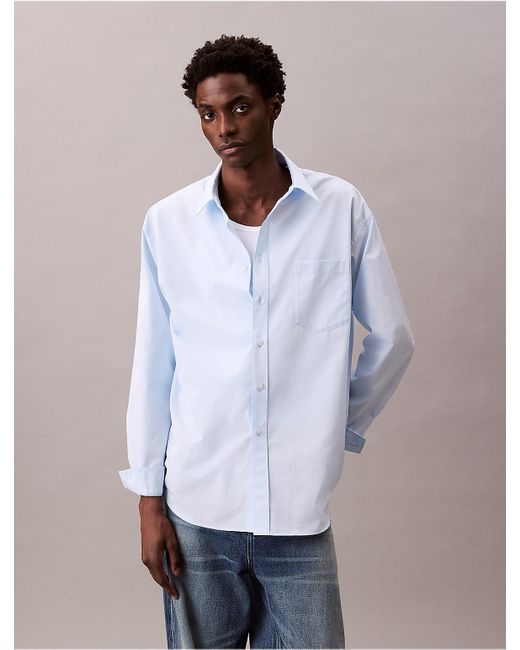 Calvin Klein White Oversized Cotton Poplin Button-Down for men