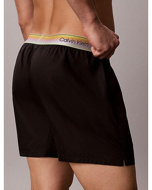 Calvin Klein Black Cotton Poplin Boxers Pride for men