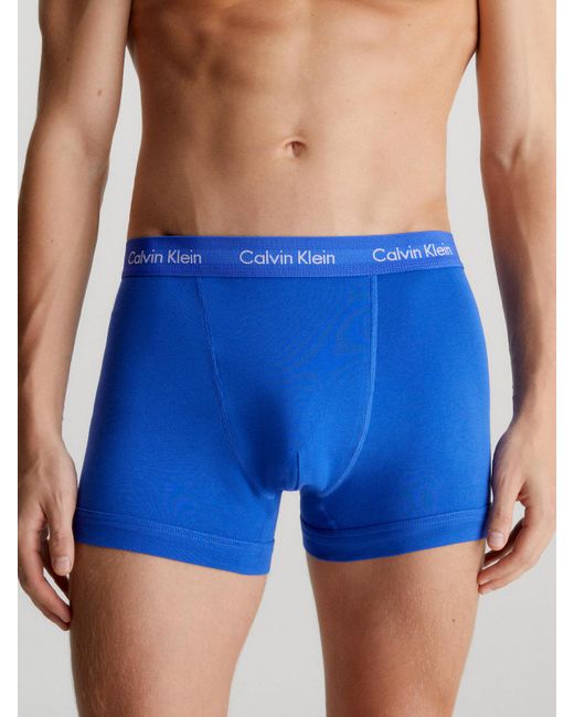Calvin Klein Blue 5 Pack Trunks - Cotton Stretch for men