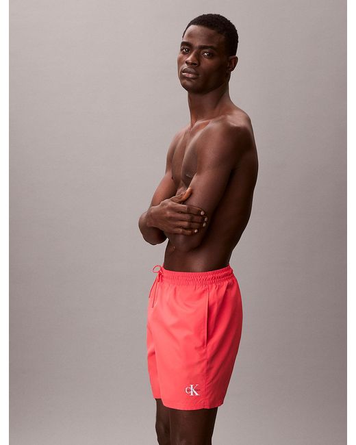 Calvin Klein Red Medium Drawstring Swim Shorts for men