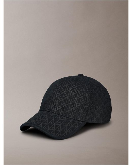 Calvin Klein Black Allover Monogram Logo Baseball Cap for men