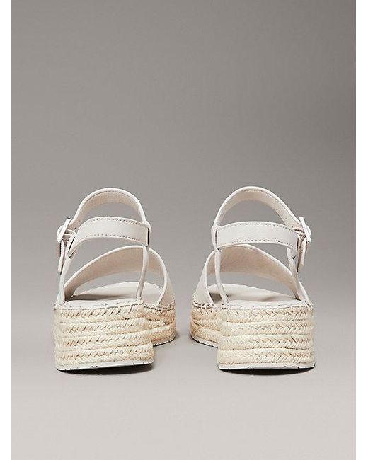 Calvin Klein Metallic Leather Espadrille Platform Sandals