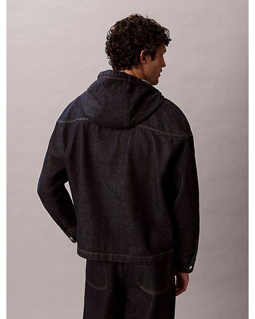 Calvin Klein Black Jeans Denim Zip Relaxed Hoodie for men