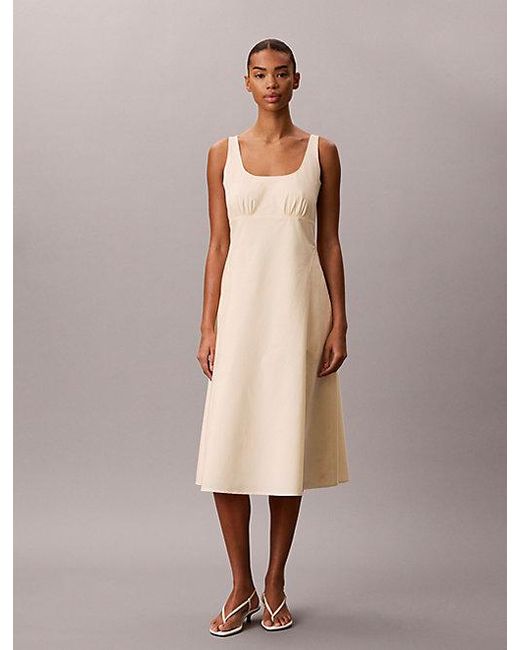 Calvin Klein Natural Jeans Cotton Poplin Midi Dress