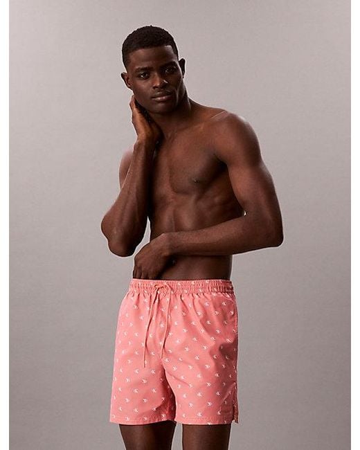 Calvin Klein Pink Medium Drawstring Swim Shorts Essentials for men