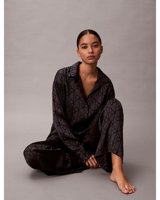 Calvin Klein Brown Satin Sheen Print Pyjama Pants