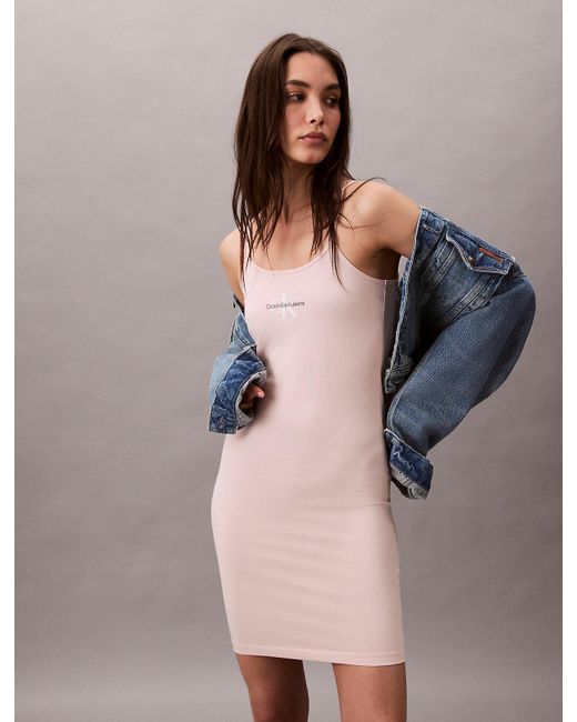 Calvin Klein Gray Slim Monogram Cami Dress