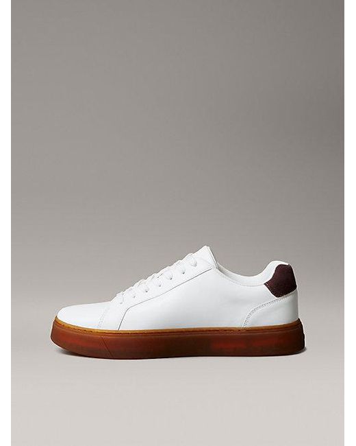 Calvin Klein Metallic Leather Signature Logo Trainers for men