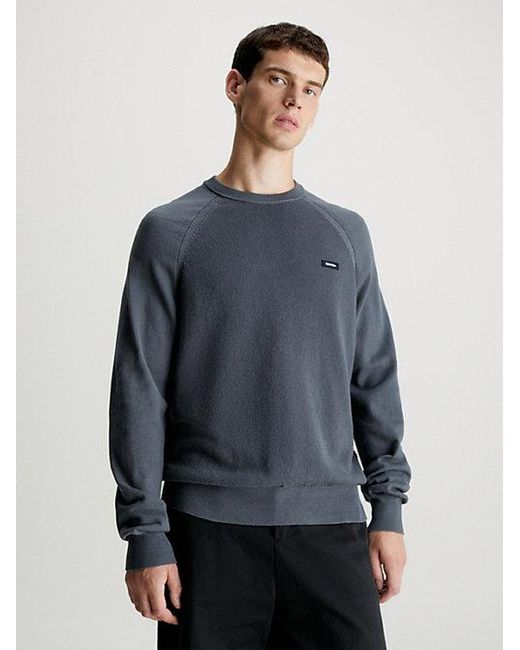 Calvin Klein Strukturierter Pullover aus Baumwolle in Blue für Herren