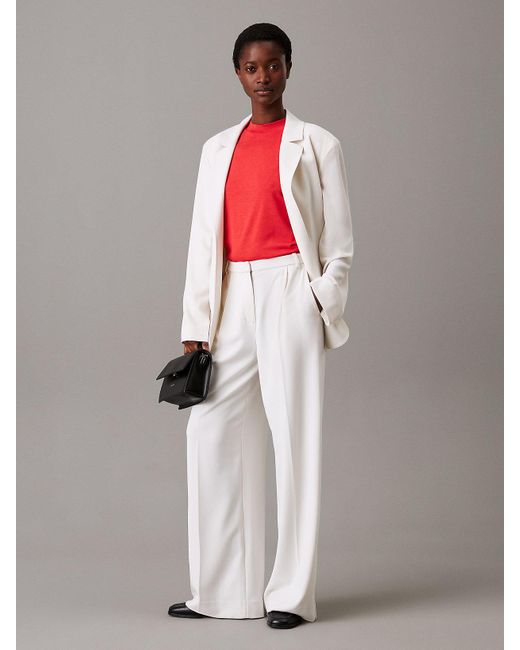 Calvin Klein Red Travel Twill Belted Blazer