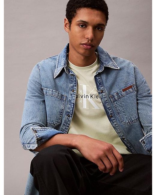 Calvin Klein T-Shirt Mit Monogramm-Logo in Natural für Herren