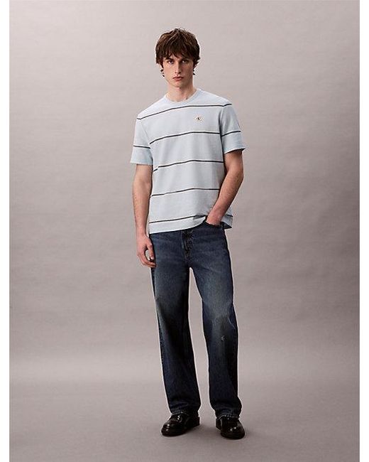 Calvin Klein Gray Jeans Wide Stripe Easy Tee for men