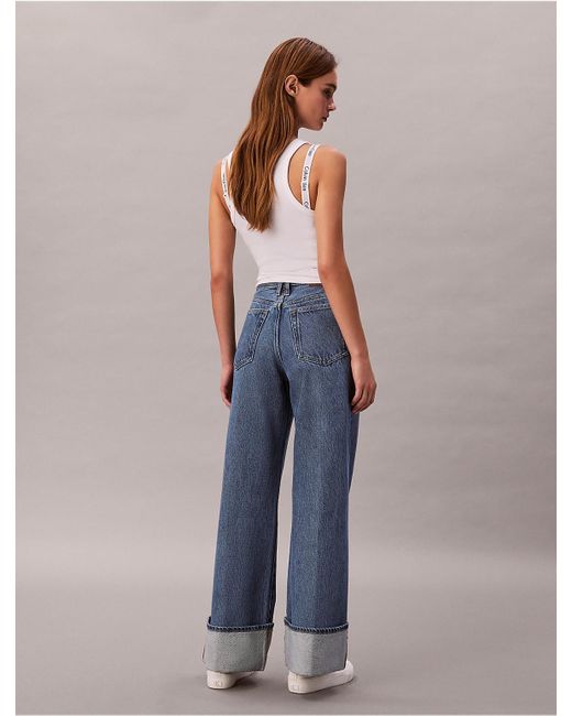 Calvin Klein Blue Calvin Klein Wide Cuff Wide Leg Jeans