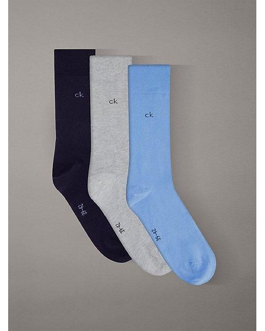 Calvin Klein Blue 3 Pack Soft Cotton Stretch Crew Socks for men