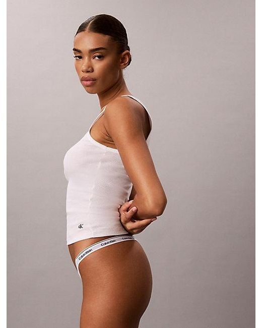 Calvin Klein White 3 Pack Dipped Thongs Icon Logo