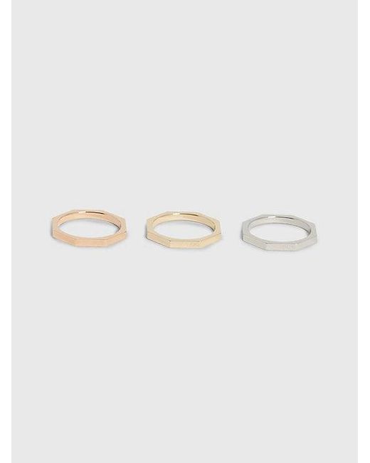 Calvin Klein White Modern 3 -Piece Rings Set